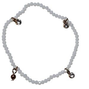 Delicate White Beaded Crystal Charm Bracelet Classic MInimalist Fashion Jewelry